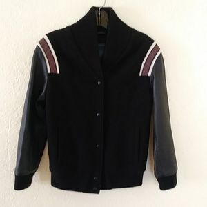 AllSaints Bordin Striped Wool Leather Jacket